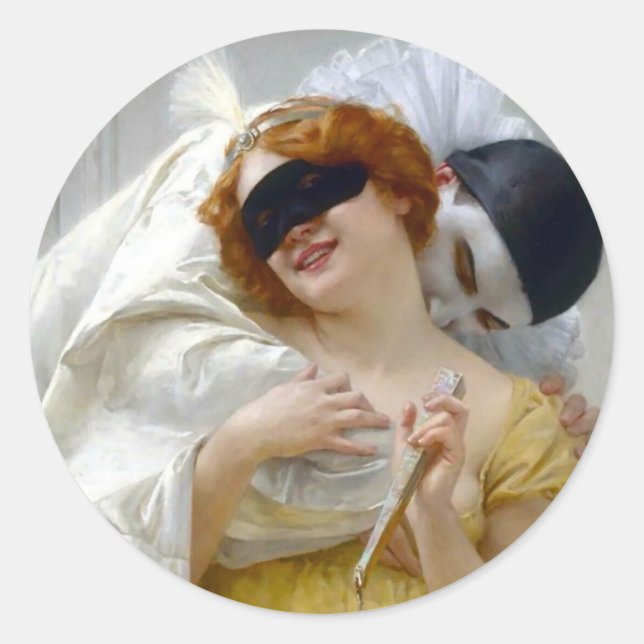 Pierrot and Columbine - Guillaume Seignac Classic Round Sticker (Front)