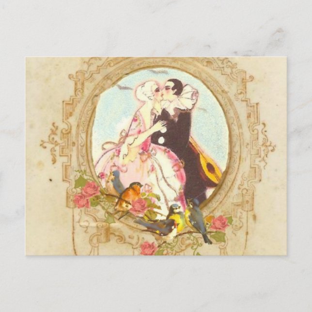 Pierrot and Columbine Postcard (Front)