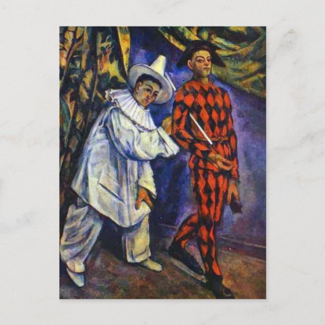 Pierrot and Harlequin by Paul Cezanne Postcard (Front)