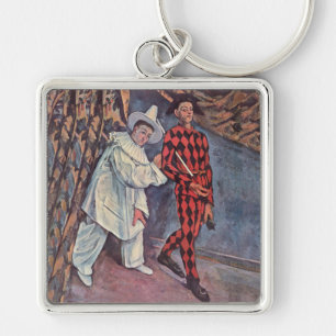 Pierrot and Harlequin Keychain