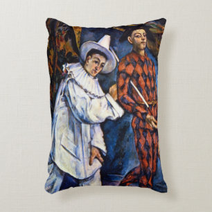 Pierrot and Harlequin, Mardi Gras by Paul Cezanne Accent Pillow