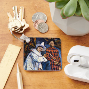 Pierrot and Harlequin, Mardi Gras by Paul Cezanne Keychain