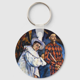 Pierrot and Harlequin, Mardi Gras by Paul Cezanne Keychain