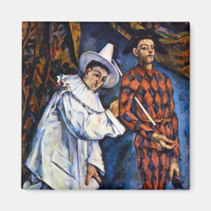 Pierrot and Harlequin, Mardi Gras by Paul Cezanne Magnet