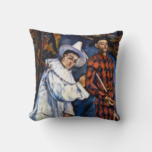 Pierrot and Harlequin, Mardi Gras by Paul Cezanne Throw Pillow