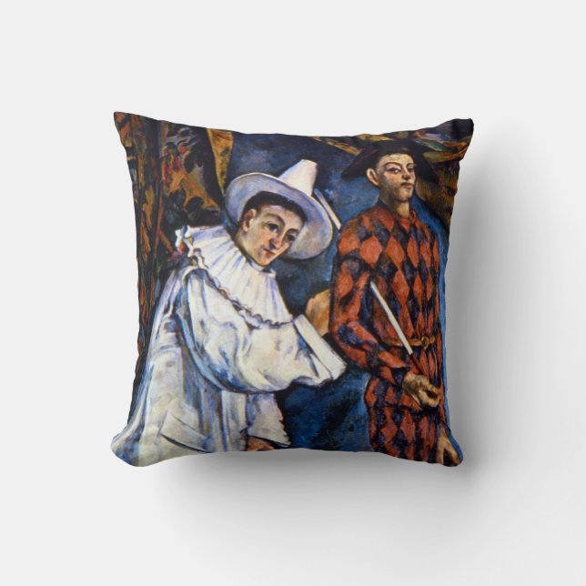 Pierrot and Harlequin, Mardi Gras by Paul Cezanne Throw Pillow (Front)