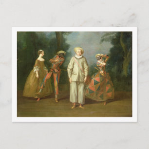 Pierrot and Harlequin Postcard