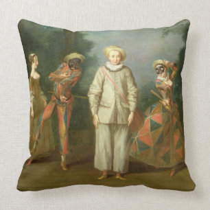 Pierrot and Harlequin Throw Pillow