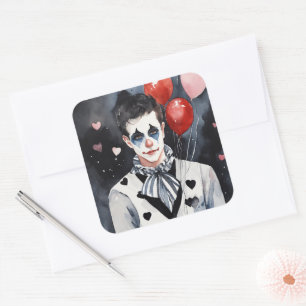 Pierrot black and white square sticker