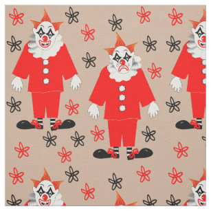 Pierrot Clown Vintage Carnival Clowns Pattern Fabric