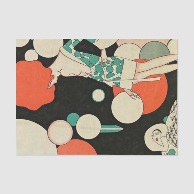 “Pierrot Deflated” Art Deco by Jose Carlos Tissue Paper (Front)