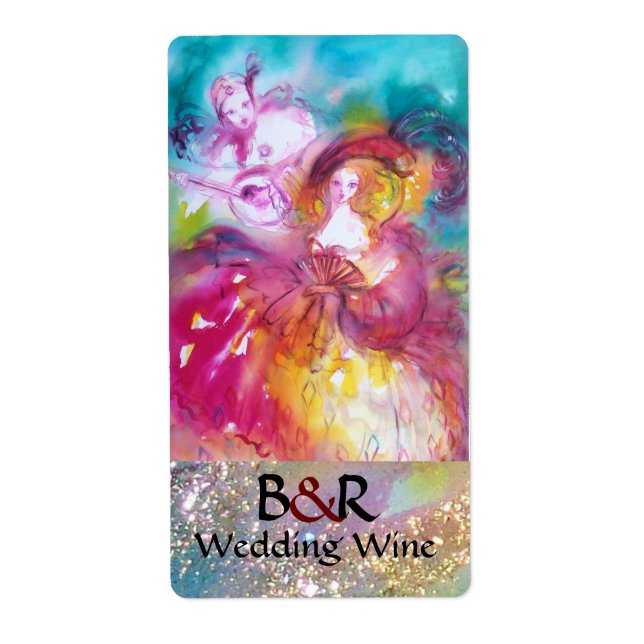 PIERROT ET ARLECCHINA Masques vénitiens Vin Mariag (Devant)