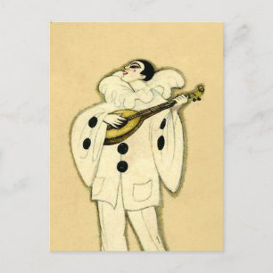 Pierrot Serenades a Crescent Moon by Sophia Chiost Holiday Postcard