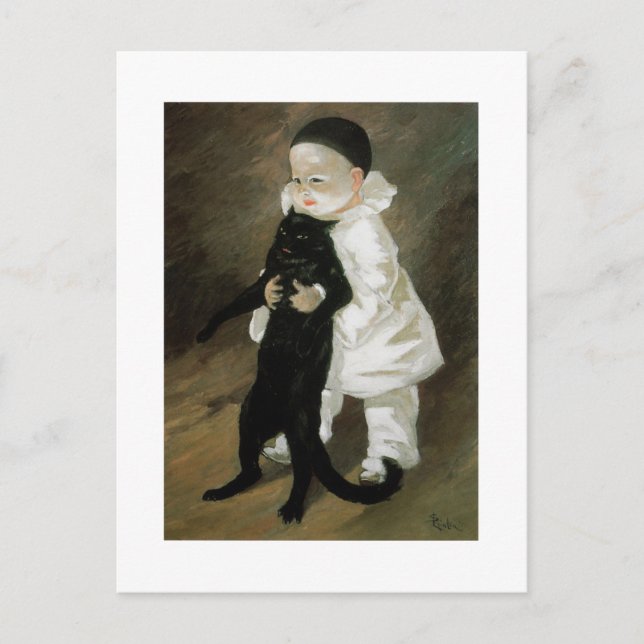 Pierrot with Cat, Alexandre Steinlen Postcard (Front)