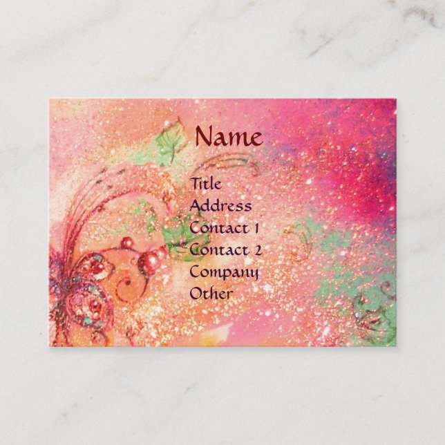 PIERROT WITH CAT / MAGIC BUTTERFLY PLANT BUSINESS CARD (Front)