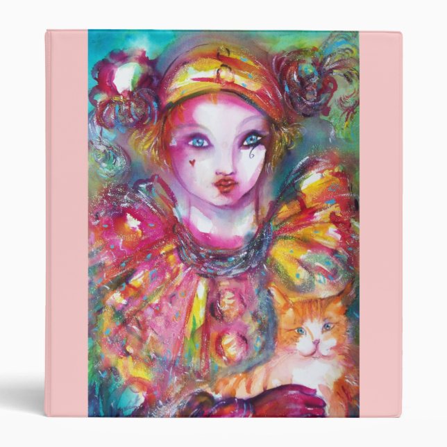 PIERROT WITH CAT / Venetian Masquerade Masks Binder (Front)