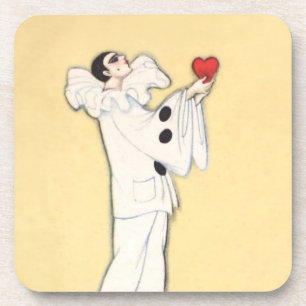 Pierrot With Red Heart by Sophia Chiostri Coaster