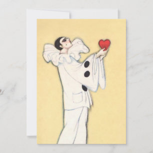 Pierrot With Red Heart by Sophia Chiostri Holiday Card