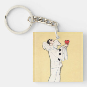Pierrot With Red Heart by Sophia Chiostri Keychain