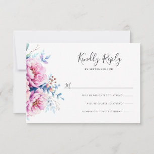Pies roses   Carte RSVP florale aquarelle