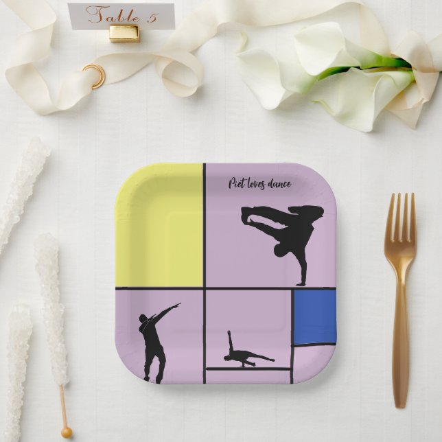 Piet Loves Dance Mondrian Street Hiphop Style Paper Plate (Wedding)
