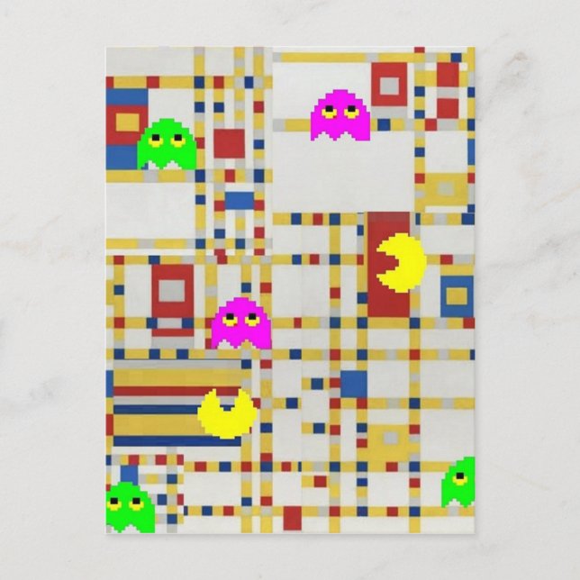 Piet-Man at Arcade Mondrian Postcard (Front)
