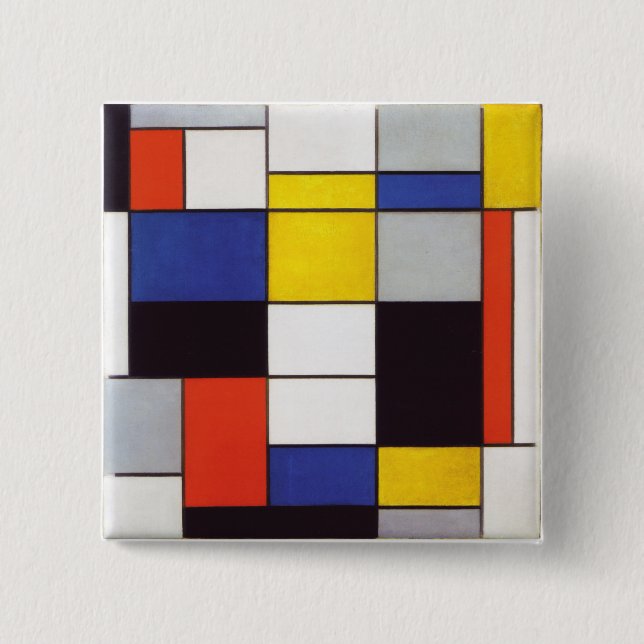 PIET MONDRIAAN - Compositon A 1923 2 Inch Square Button (Front)