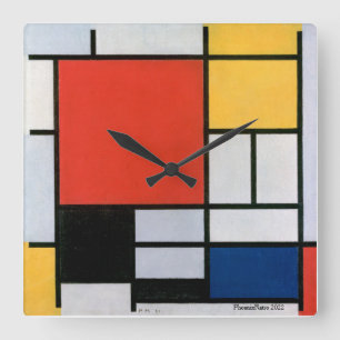 Piet Mondrian Abstract Square Wall Clock