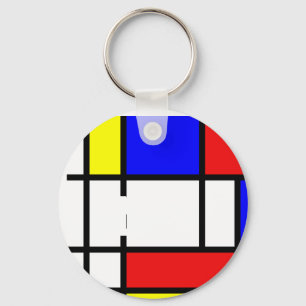 Piet Mondrian Art Style Modern Bright Add Monogram Keychain