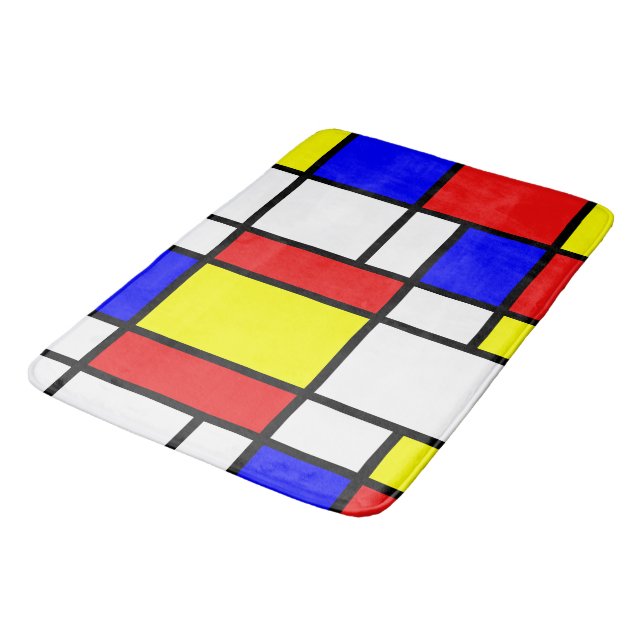 Piet Mondrian Art Style Modern Bright Colourful Bath Mat (Angled)