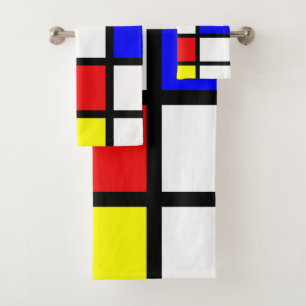 Piet Mondrian Art Style Modern Bright Colours Bath Towel Set