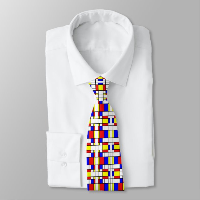 Piet Mondrian Art Style Modern Bright Colours Tie (Tied)