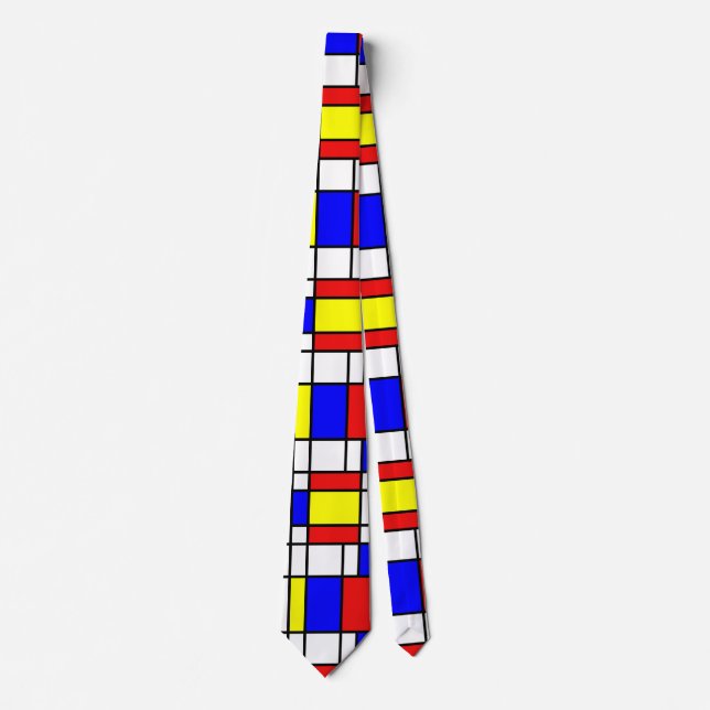 Piet Mondrian Art Style Modern Bright Colours Tie (Front)