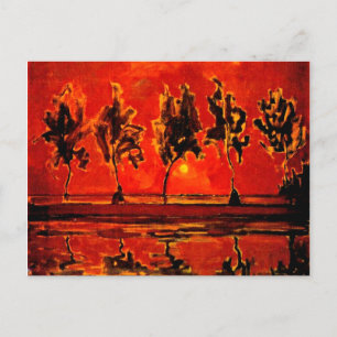 Piet Mondrian art, Trees by the Geine at Moonrise Postcard