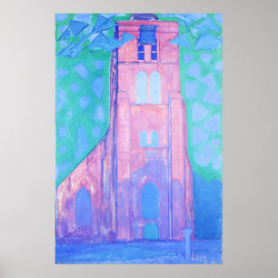 Piet Mondrian Church Tower at Domburg Abstract Art Poster