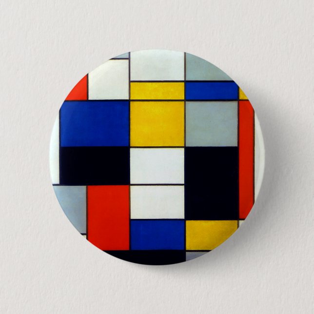 Piet Mondrian Composition A 2 Inch Round Button (Front)