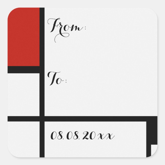 Piet Mondrian - Composition Geometric Abstract  Square Sticker (Front)