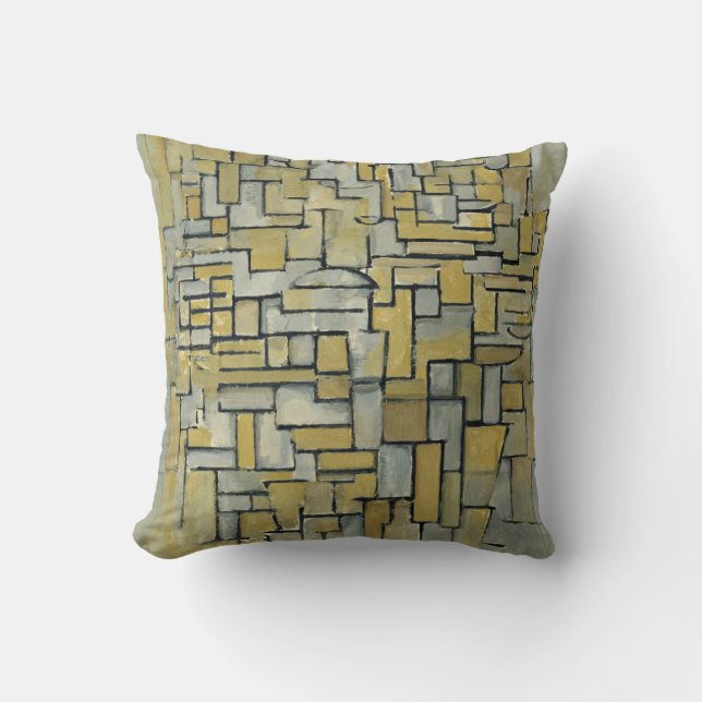 Piet Mondrian Composition in Brown and Grey Throw Pillow (Front)