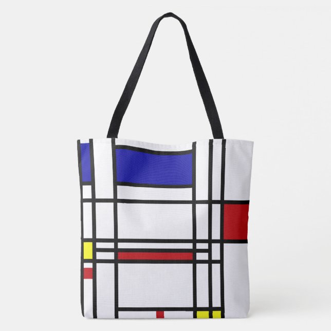 Piet Mondrian , "Composition No.10" Tote Bag (Back)