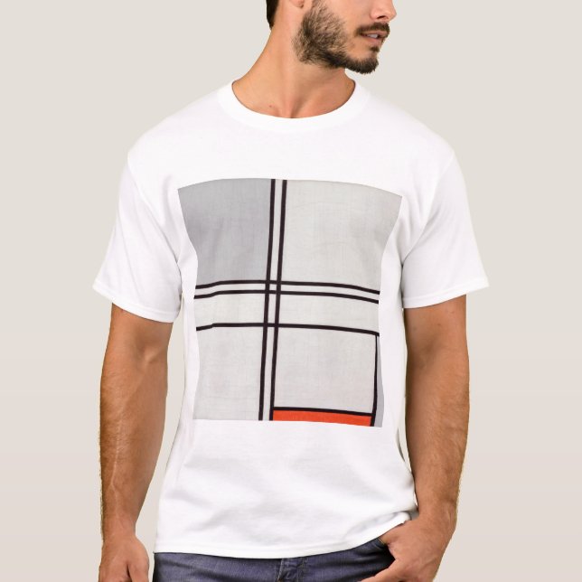 Piet Mondrian Composition (No. 1) Gray-Red. T-Shirt (Front)
