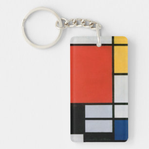 Piet Mondrian Composition Red Yellow Blue Print Keychain