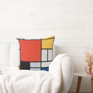 Piet Mondrian Composition Red Yellow Blue Print Throw Pillow