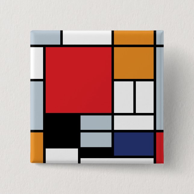 Piet Mondrian - Composition with Large Red Plane 2 Inch Square Button (Front)