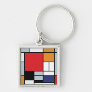 Piet Mondrian - Composition with Large Red Plane Keychain