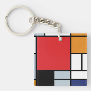 Piet Mondrian - Composition with Large Red Plane Keychain