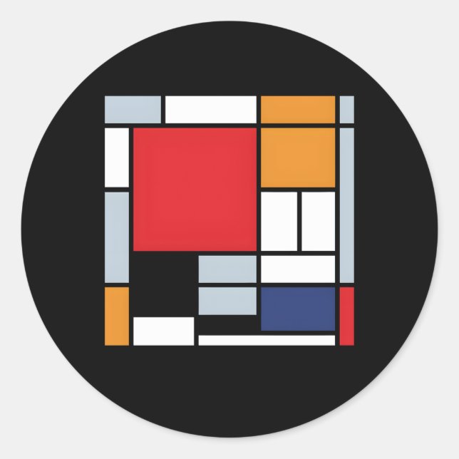 Piet Mondrian Composition With Large Red Plane Mod Classic Round Sticker (Front)