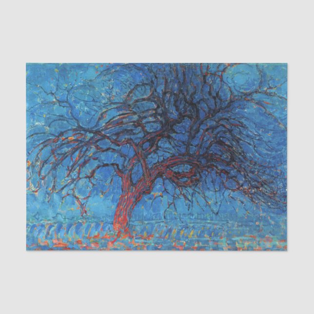 Piet Mondrian Evening: Red Tree Tissue Paper (Front)
