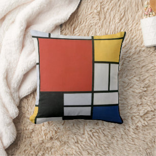 Piet Mondrian Red Blue Yellow Abstract Art Throw Pillow