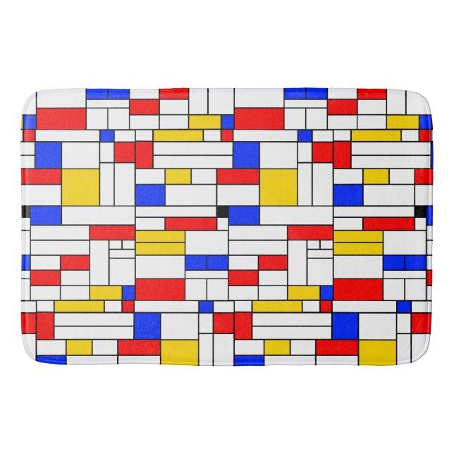 Piet Mondrian Style Abstract Art Bath Mat (Front)