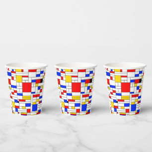Piet Mondrian Style Abstract Art Paper Cups